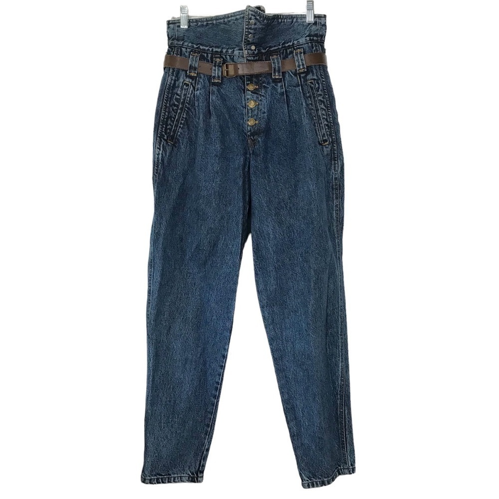 Vintage 80s 90s Weathered Blues Ultra High Waist Tapered Jeans Size 7/8 (28)